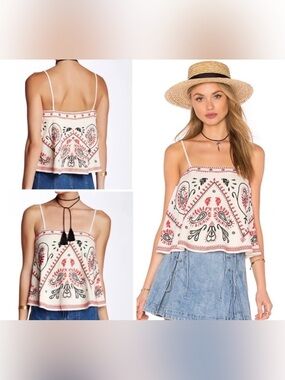 Free People Flirt Alert Embroidered Convertible Top Women’s Size XS